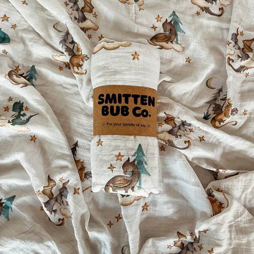 DRAGON | Bamboo Cotton Muslin Swaddle – Smitten Bub Co.