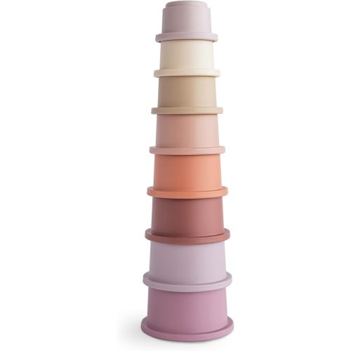 mushie Stacking Cups Toy 8pcs | Made in Denmark (Petal)
