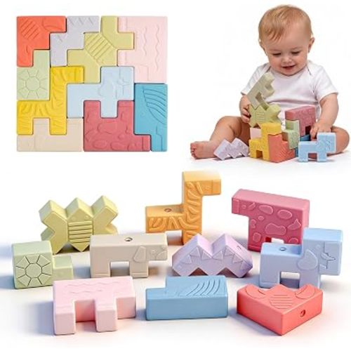 Baby Blocks Montessori Baby Toys for 6-12 Months 10 Soft Teething Toy