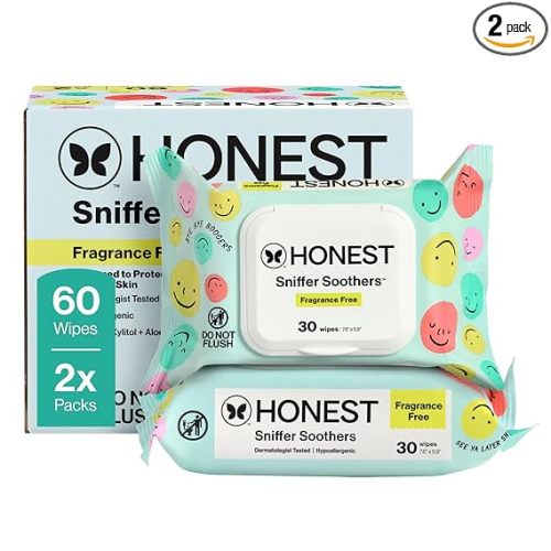The Honest Company Plant-Based Snot Removing Wipes, Soothing Nose with Aloe, Hypoallergenic for Sensitive Skin, EWG Verified Fragrance-Free, 60 Count