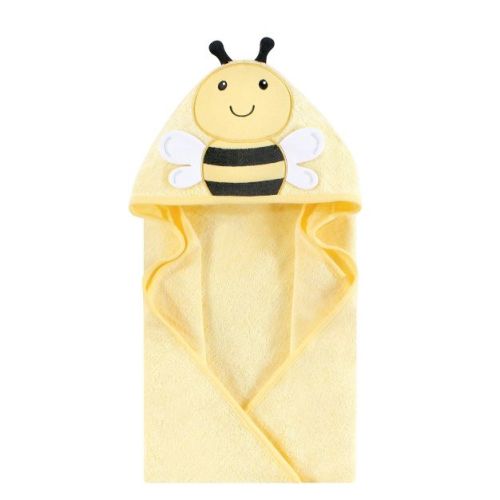 Hudson Baby Infant Girl Cotton Poly Animal Face Hooded Towel, Sweet Bee, One Size