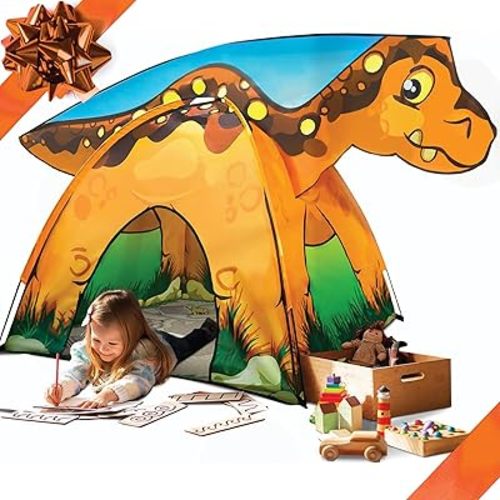 Toysical Dinosaur Discovery Kids Play Tent - Fun & Imaginative Indoor Tent with Full Dinosaur Shaped top - Perfect Indoor/Outdoor Playhouse for Boys and Girls