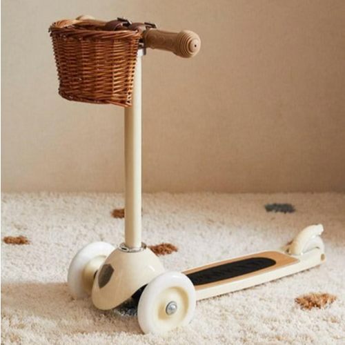 Banwood Kids Scooter in Cream | Includes Rattan Basket