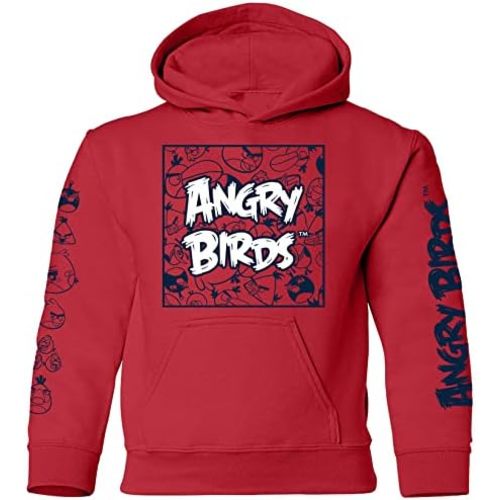 ANGRY BIRDS Official Comic Fill Box Youth Printed Hooded Fleece Pullover Sweatshirt for Boys, Girls, Unisex