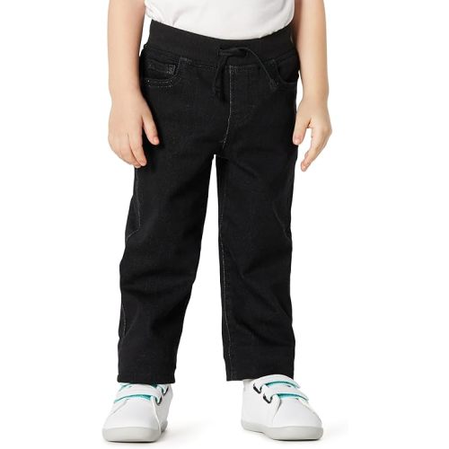 Amazon Essentials Unisex Babies' Soft Stretch Pull-On Jeans, Black Wash, 3-6 Months