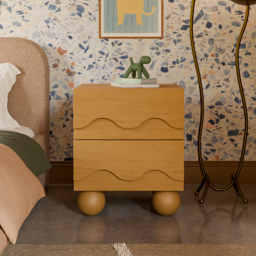 babyletto Lido Wave Assembled Nightstand - Honey