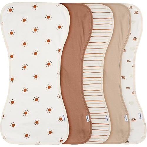 Gerber Baby Unisex Burp Cloths 5-Pack, Rust Tan, Size 10.5" x 21"