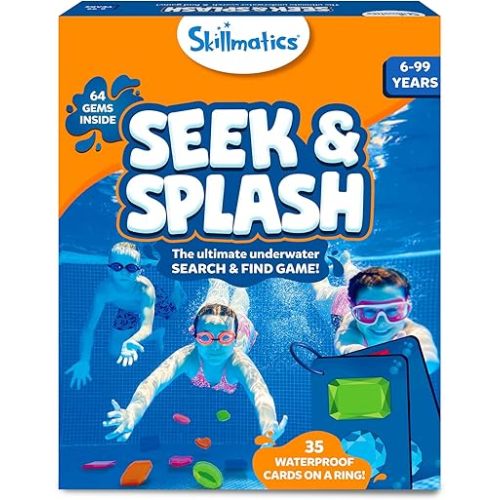 Skillmatics Pool Toys - Seek & Splash, Search & Find Water Game, Swimming Pool Dive Toy for Kids, Summer Fun & Gifts for Boys & Girls Ages 6, 7, 8, 9, 10, 11 & Up, Includes 64 Colorful Gems