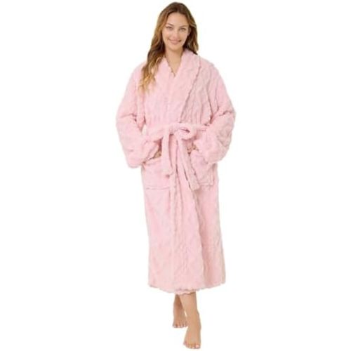 MIZZEO Microfiber Robes for Women, Cozy Soft Warm Plush Women Robe Plush Long Bathrobe