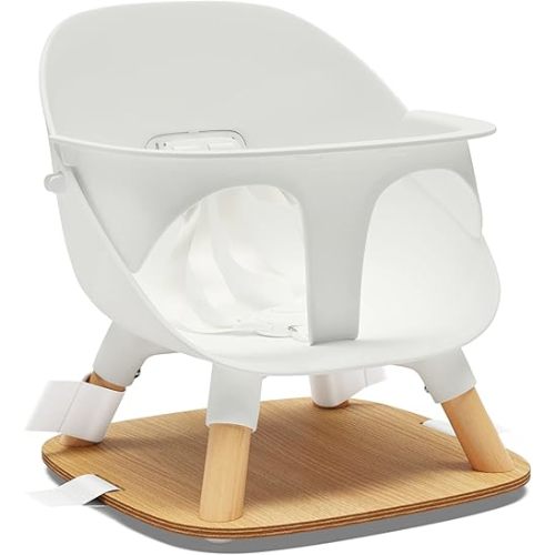 Lalo The Booster Seat for Babies & Toddlers, Children's Booster Seat, Easy to Clean Five-Point Safety Harness & Durable Non-Toxic Plastic Seat & Belly Bar - Coconut