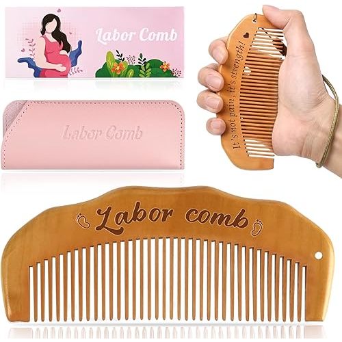 Birth Comb for Labor Pain, Wooden Labor Comb for Women Natural Labor and Delivery Essentials, Pregnancy Hospital Bag Must Haves for Pregnant Women, New Mom Gifts