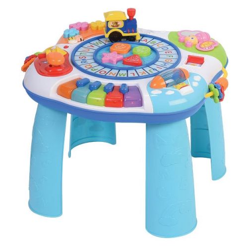 Constructive Playthings Letter Train Musical Activity Table – Toddler Learning Center with Piano, Lights & Interactive Play