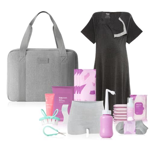 Frida 30pc Pre-Packed Hospital & Diaper Bag Essentials Kit, Gift Set | Includes Labor, Postpartum & Newborn Grooming Kit in One, Removable Toiletry Bags & Strap