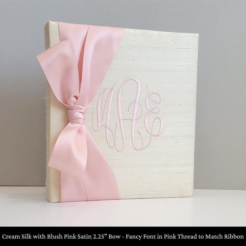 Cream Silk Baby Memory Book, Personalized Baby Book, Custom Monogrammed Keepsake, New Baby Gift