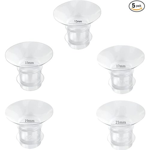 Flange Inserts 13/15/17/19/21mm 5pcs,Suitable for Medela,Spectra 24mm Shields/Flanges,Compatible with Momcozy S12 Pro/S9 Pro/S9/S12 Wearable Breast Pump,Reduce 24mm Tunnel Down to Correct Size