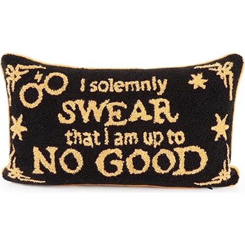 Jay Franco Needlepoint Decorative Pillow – 15 Inch Kids Ultra-Soft Stuffed Plushie & Cozy Throw Pillow, Official Licensed Product, Black - Harry Potter