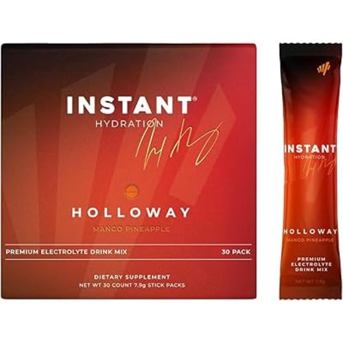 Instant Hydration Electrolytes Powder Packets - Mango Pineapple Drink Mix - Zero Sugar - Keto, Vegan, Gluten-Free, Non-GMO - Boost Recovery, Brain Health, Muscle & Tissue Support- 30 Sticks