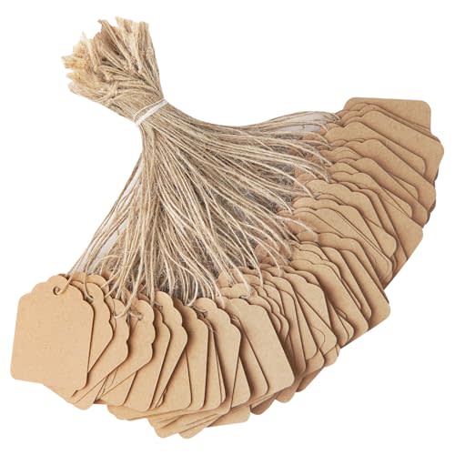 Price Tags with String Attached - Cuttte 500PCS Kraft Paper Hang Tags for Labeling Gifts Bags Clothes Jewelry Retail Garage/Yard Sale for Pricing 1.4x1.8inch