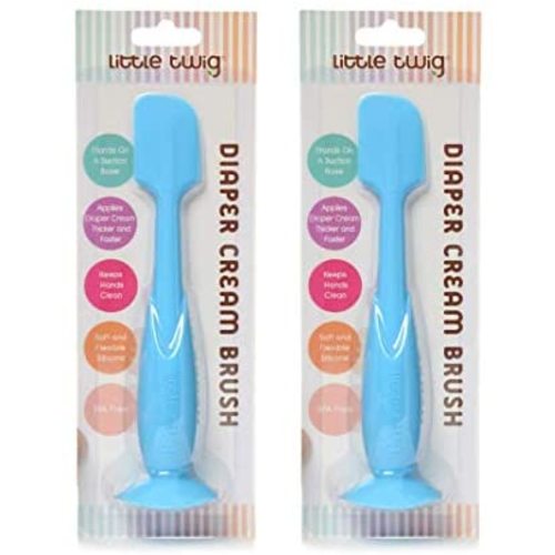 Little Twig Diaper Cream Applicator Brush, Soft & Flexible Silicone (Blue, 2 Count)