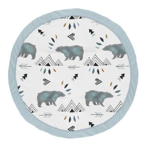 Sweet Jojo Designs Boy Baby Tummy Time Playmat Bear Mountain Blue Black and White