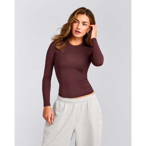 Mellow™ Motion Crew Neck Long Sleeve Top | Light Velvet Mocha