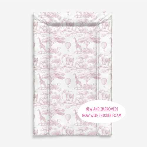 Baby Changing Mat - Chinoiserie Toile de Jouy Safari - PINK, Nappy Changing Mat, Waterproof Mat, Baby Gift, Wedge Changing Mat