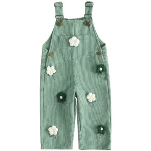 Fernvia Toddler Kids Baby Girl Flower Corduroy Overalls Pants Clothes