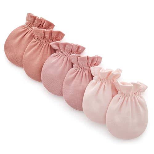 Pro Goleem Newborn Baby Mittens 100% Cotton No Scratch Soft Breathable Gloves for Boys&Girls 0-6 Months Baby Essentials
