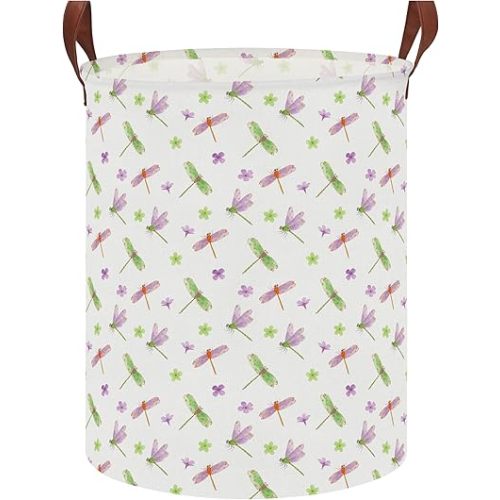NTAOHAMPER Dragonfly Large Laundry Hamper,Laundry Basket,Baby Nursery Hamper,Waterproof Storage Bin,Clothes Organizer Basket,Room Decor(Dragonfly）