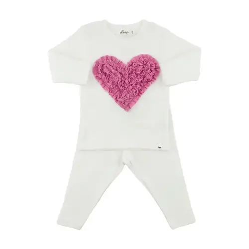Girls' Ruffle Heart Sparkle Applique Two Piece Set - Baby