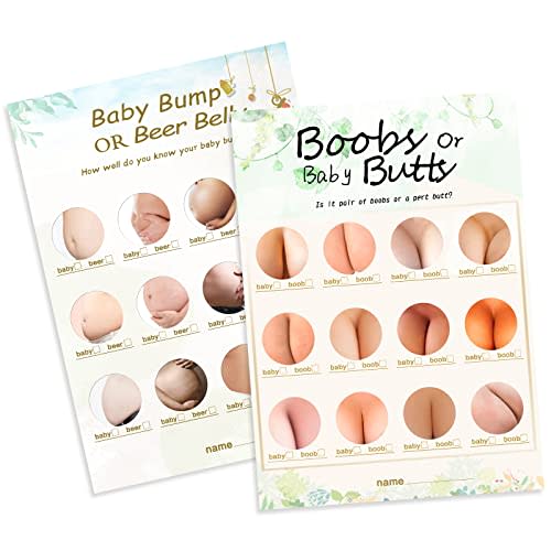 Baby Shower Games-2 Games(50 of Each),Double-Sided,Fun,Hilarious and Easy to Play,Baby Shower Gender Neutral,with Answer Keys