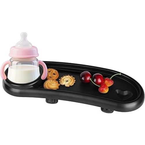 Stroller Snack Tray Compatible with Mockingbird,Adjustable Black Snack Tray for Stroller with Cup Holder and Phone Holder for Snacks, Drinks,Phone, and Toy