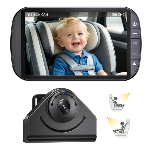 Wireless Baby Car Camera Monitor – USB & Battery Powered Plug and Play | 1080P HD Camera, 4.3” IPS Screen, 120° Wide Angle, IR-Cut Night Vision, for New Parents Infant Toddler Safety Driving