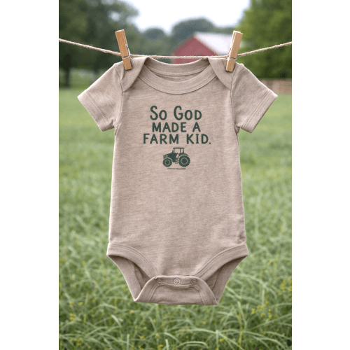 'So God Made a Farm Kid' Tractor Onesie – American Farm Company