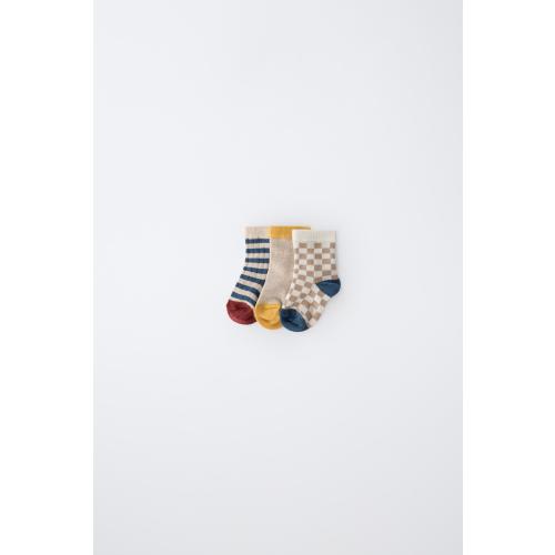 3-PACK OF STRIPED AND PLAID SHORT SOCKS - Multicolored | ZARA United States
