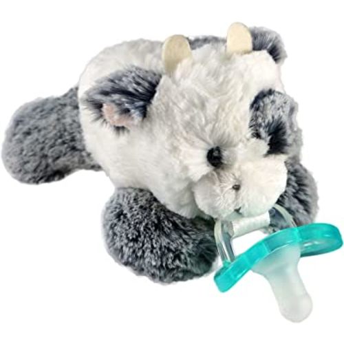 RaZbaby JollyPop Pacifier, Holder w/Detachable Baby Pacifier, Stuffed Animal RaZbuddy, All Ages 0M+, 100% Medical Grade USA Made Silicone Pacifier, Machine Washable, Easy to Hold – Cow