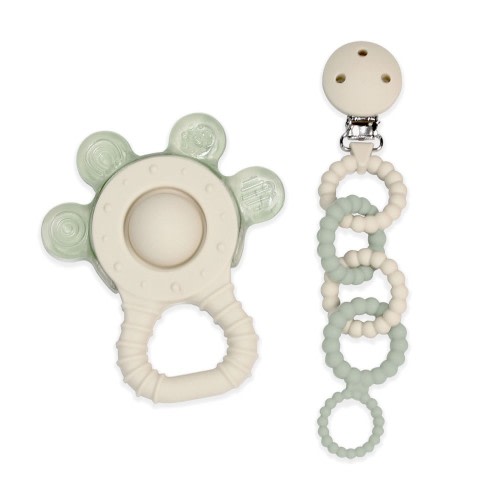 Little Rawr Silicone Soother Chain & Teether Gift Set Paw