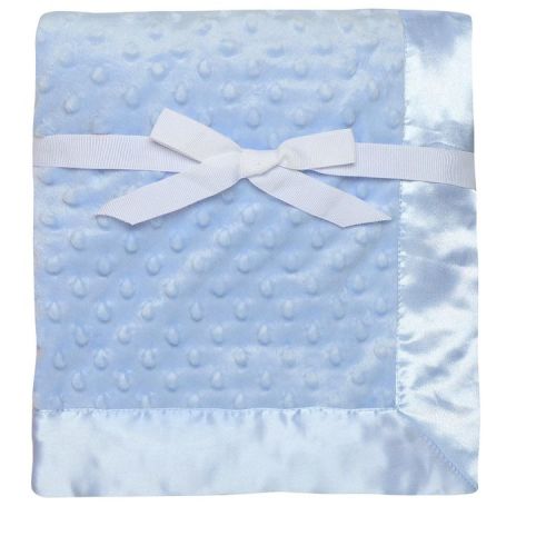 Baby Starters Blue Textured Embossed Dot 2-Ply Baby Blanket with Satin Trim