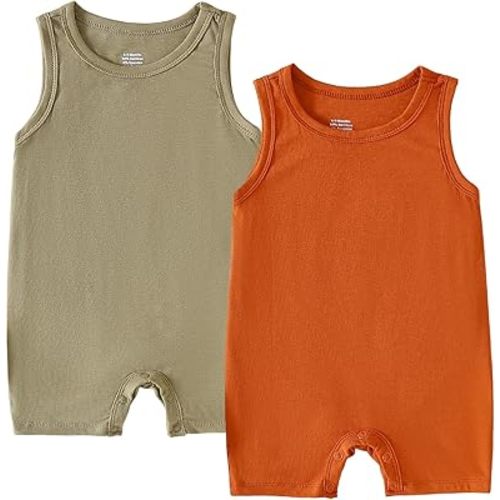 DEFAHN Visocse made from Bamboo Baby Boy Sleeveless Romper One-Piece Infant Solid Tank Bodysuit Jumpsuit Girls Summer Outfits
