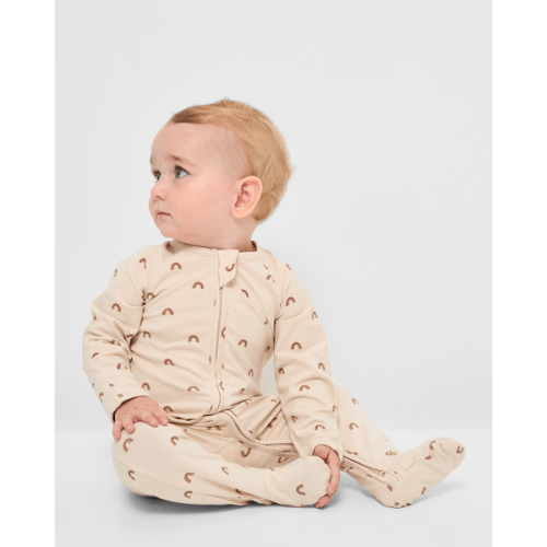 Baby Organic Cotton Print Zip Coverall - Rainbow