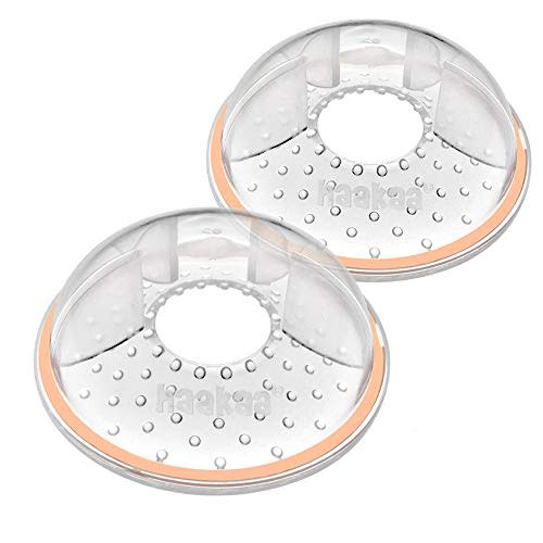 haakaa Breast Milk Collector Breast Shells Breast Milk Catcher Milk Savers Nipple Shells for Breastfeeding, Reusable & Easy to be Placed Under Bras, 2 Pack