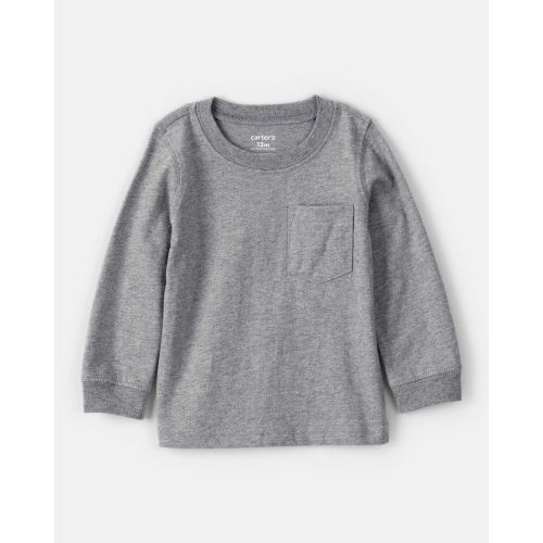 Baby Boy Long-Sleeve Pocket Tee - Grey - Carter's | Carter's