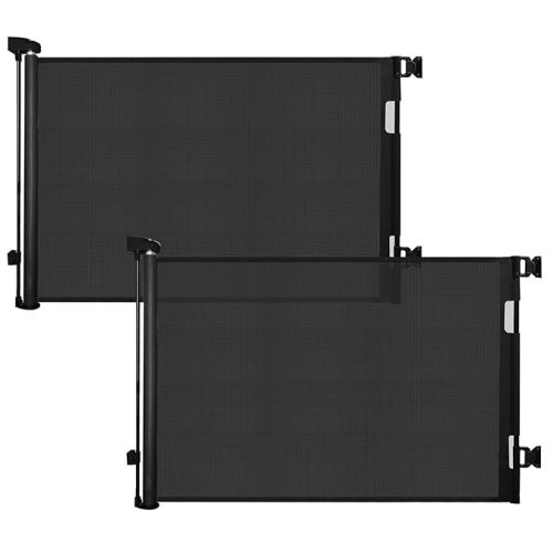 DEAR LOV 2 Pack Retractable Baby Gate,Mesh Baby Gate or Mesh Dog Gate,33" Tall,Extends up to 55" Wide,Child Safety Gate for Doorways, Stairs, Hallways（Black,33"x55"
