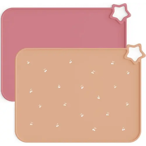 Moonkie Silicone Placemats for Baby & Kid, Stain-Proof Non-Slip Toddler Food Mats Eating Table Mat with 2 Packs