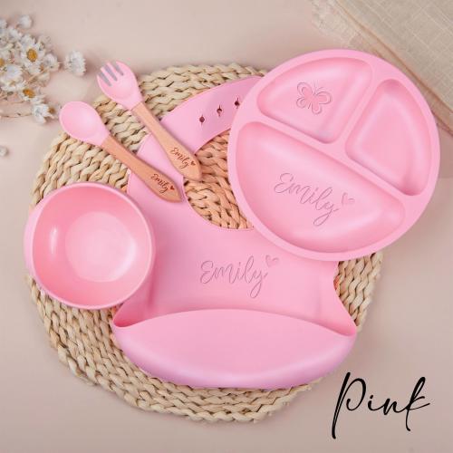 Personalized Silicone Weaning Set,Baby Feeding Set With Name,Weaning Set For Toddler Baby Kids,Custom Baby Plate,Baby Shower Gift,Baby Gift