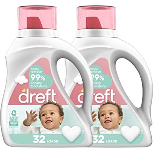 Dreft Stage 2: Baby Laundry Detergent Liquid Soap, Natural For Newborn, Or Infant, He, 64 Total Loads (Pack Of 2) - Hypoallergenic For Sensitive Skin
