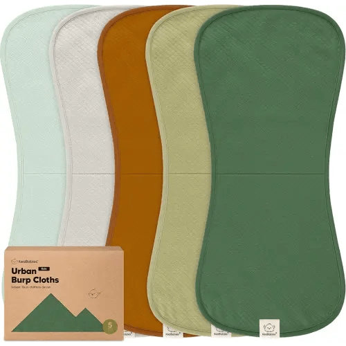 KeaBabies 5-Pack Organic Burp Cloths Baby Girl, Boy - Extra Large, Absorbent Baby Burp Cloths, Soft Burping Cloths for Babies, Newborn Burp Clothes, Cotton Burp Rags,Thick Burp Cloth (Hunter/Quin)