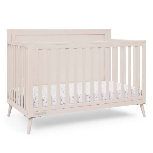 Delta Children Lola 6-in-1 Convertible Crib - Converts from Baby Crib to Toddler Bed, Daybed, Sofa Bed and Full-Size Bed With and Without Footboard, Fits Standard Full-Size Crib Mattress, Soft Beige