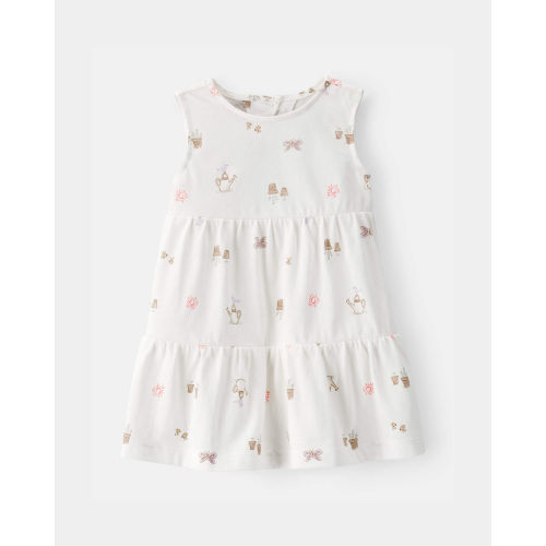 Baby Girl Gardening Print Sleeveless Dress - White | Carter's