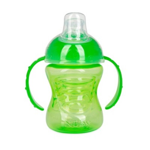 Nuby No Spill Super Spout Trainer Cup - Bright Green - 8oz: Portable Silicone Drinkware, Sippy Cup
